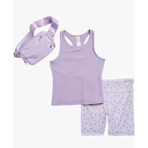 90 Degree By Reflex Kids’ Girls Tank Shorts Belt Bag Fanny Pack Set Purple Rose
